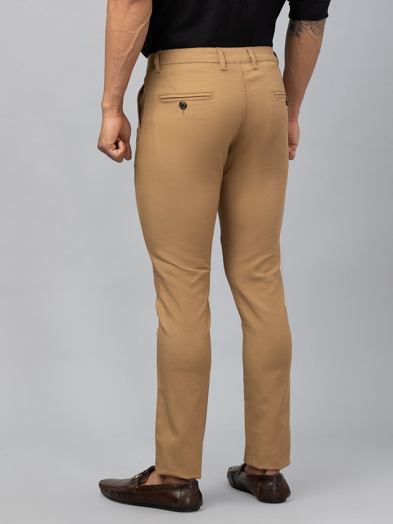 Globus Men Caramel Solid Cotton Casual Slim Fit Chinos - Image 3